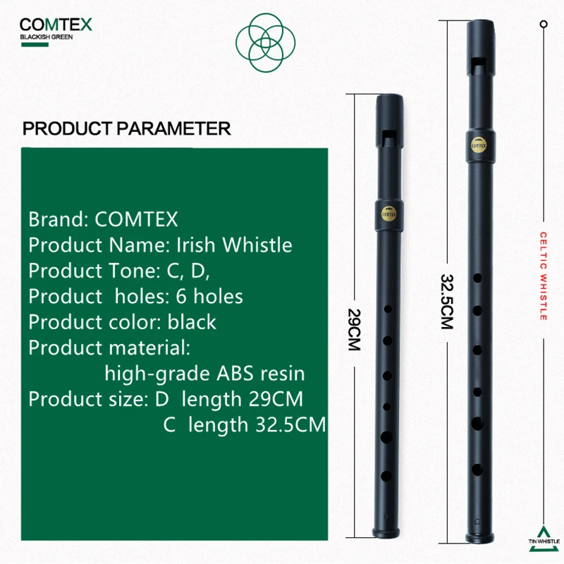 Penny Whistle D - 1 Peça Flauta Irlandesa COMTEX de