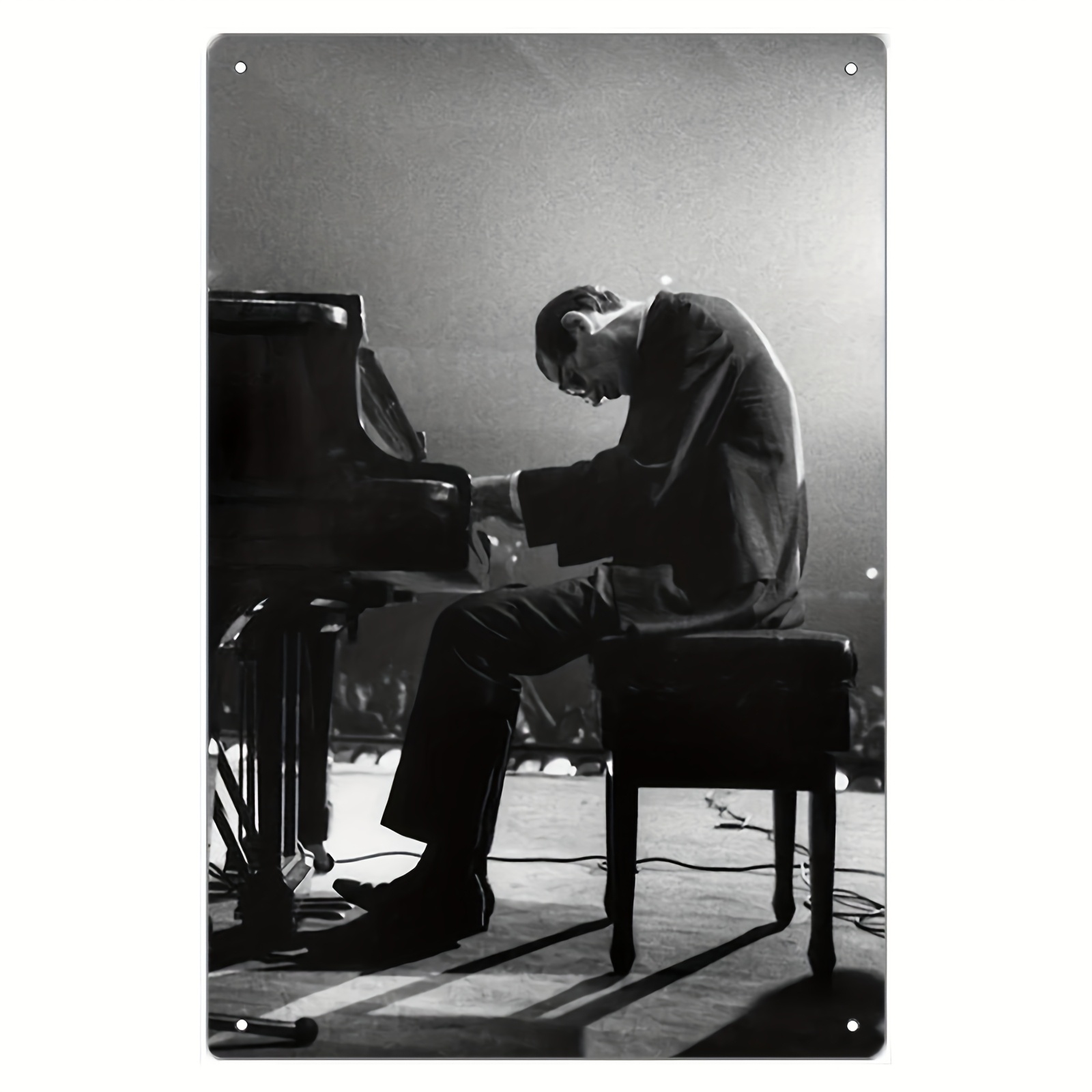 Musical Instrument Jazz - Placa de Metal Preto e Branco